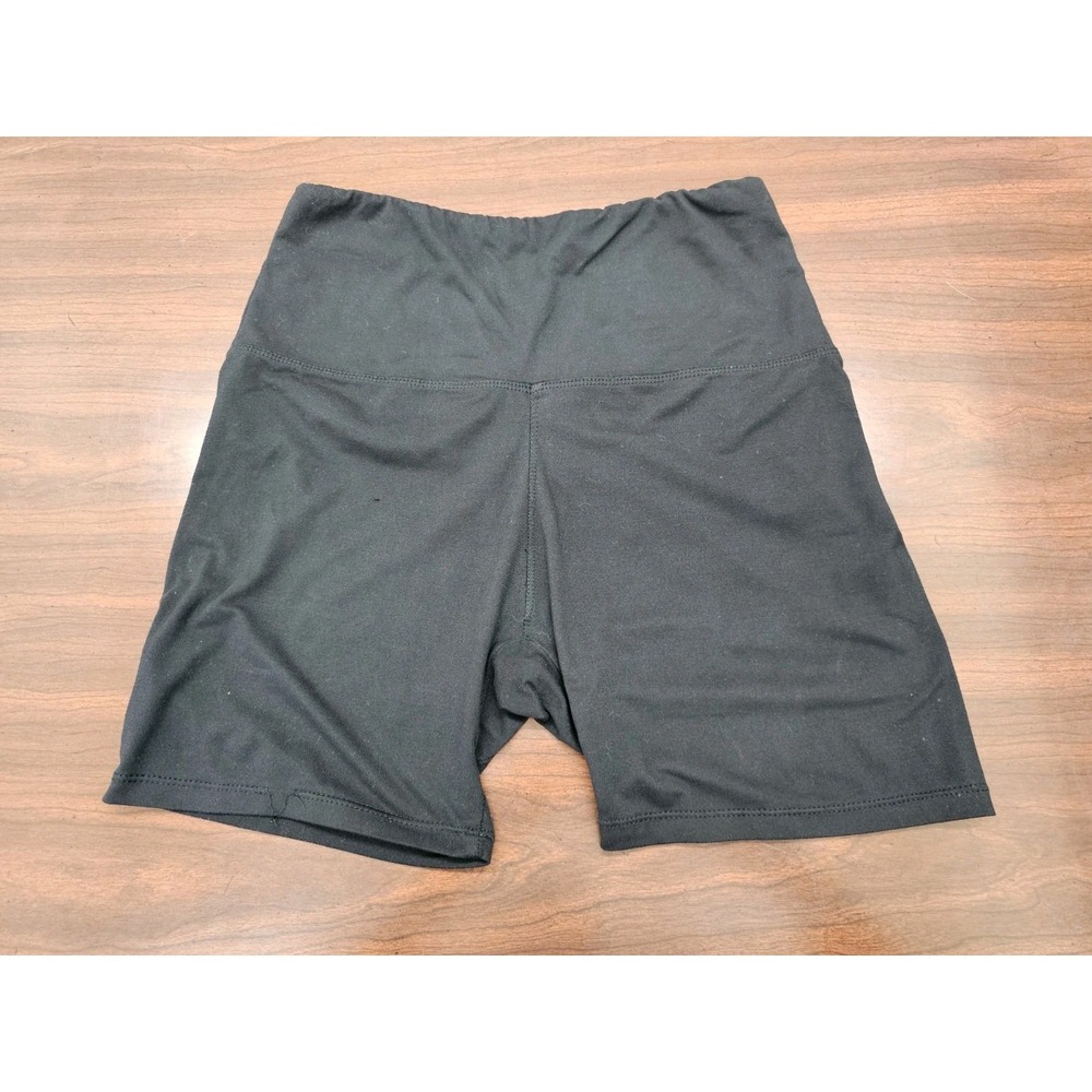 Women's Black Athletic Shorts Size S Elastic Waist Stretch 8" Inseam Yoga Bike